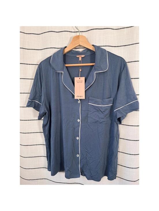 Eberjey Other - Eberjey Modal Pajama Top Size M Blue Piped Button Front Quiet Luxury